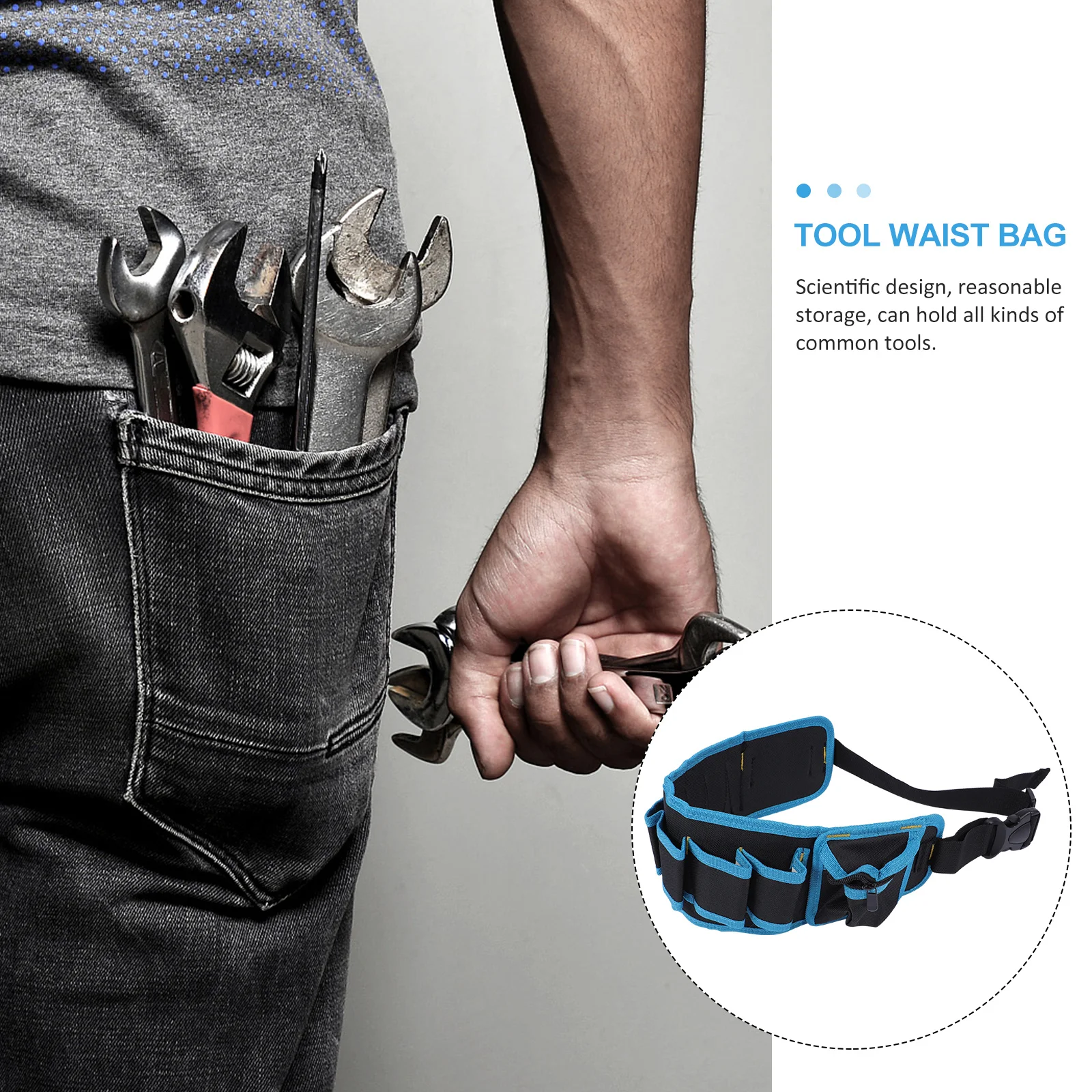 

1Pcs Tool Waist Pouch Multi-Function Utility Belt Bag Large Capacity Wrench Organizer Maintenance Repair Work Gear
