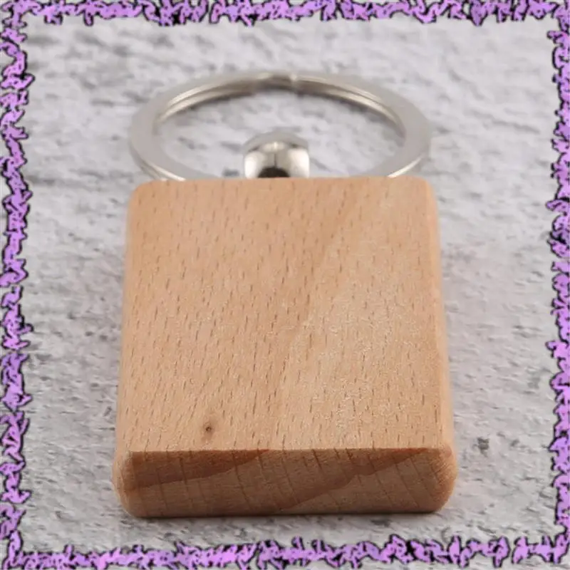 

SCLL-200 Blank Wooden Keychain Rectangular Engraving Key ID Can Be Engraved DIY