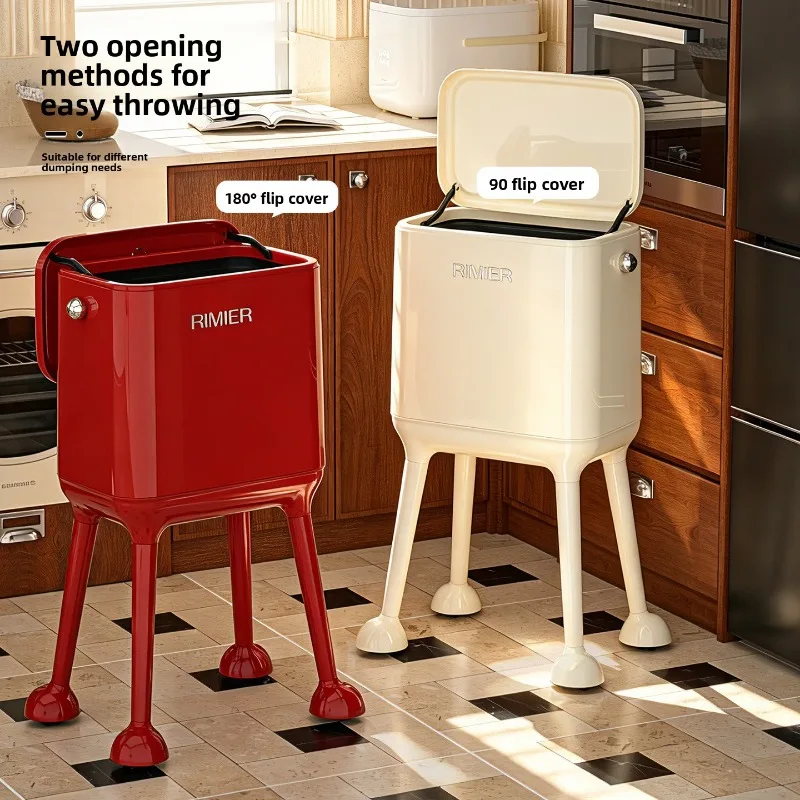 Tall Trash Can Large Capacity Kitchen Living Room Movable Wheels Premium Ergonomic No Bend Large Capacity Living Room