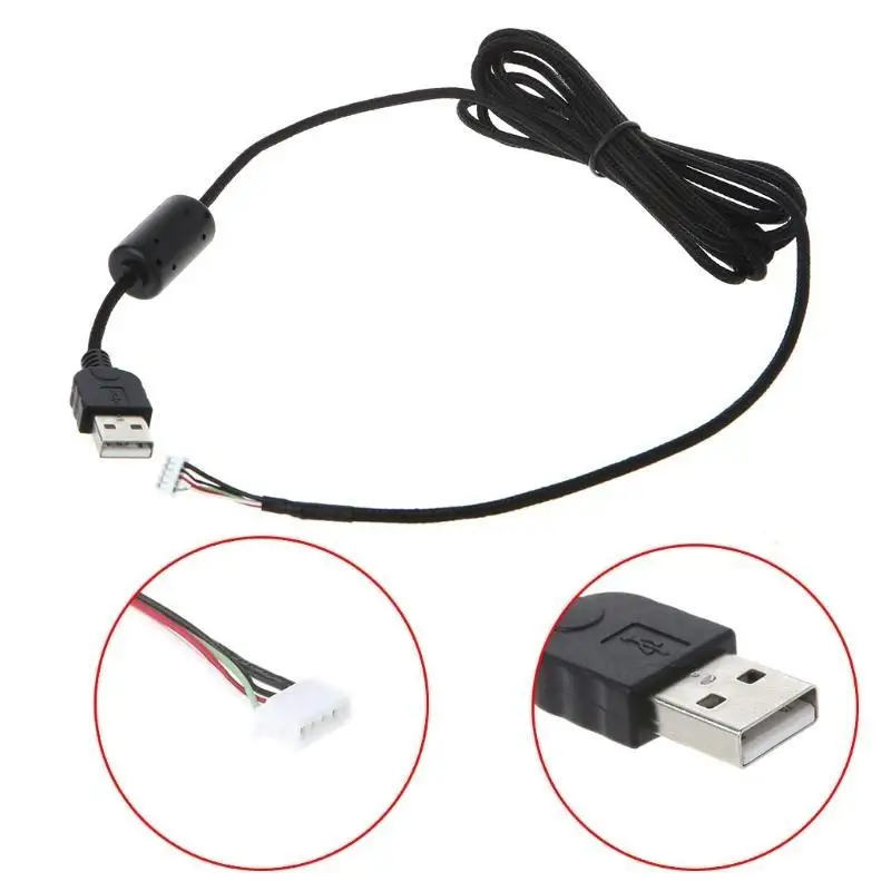 

USB Mice Line, 2.2m USB Mouse Cable Black Wire Replacement Repair Parts for G5 G500 Gaming Mouse