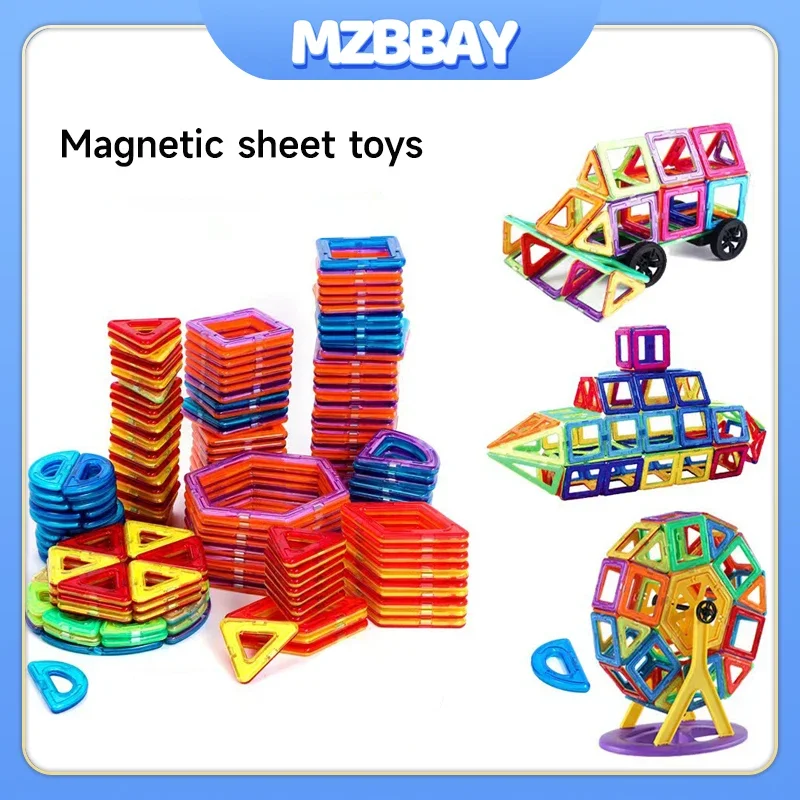 Blocs de Construction magnétiques de grande taille pour enfants, 20 à 100 pièces, jouets à monter soi-même, ensemble de Construction Montessori pour garçons, jouet éducatif, cadeau pour enfants