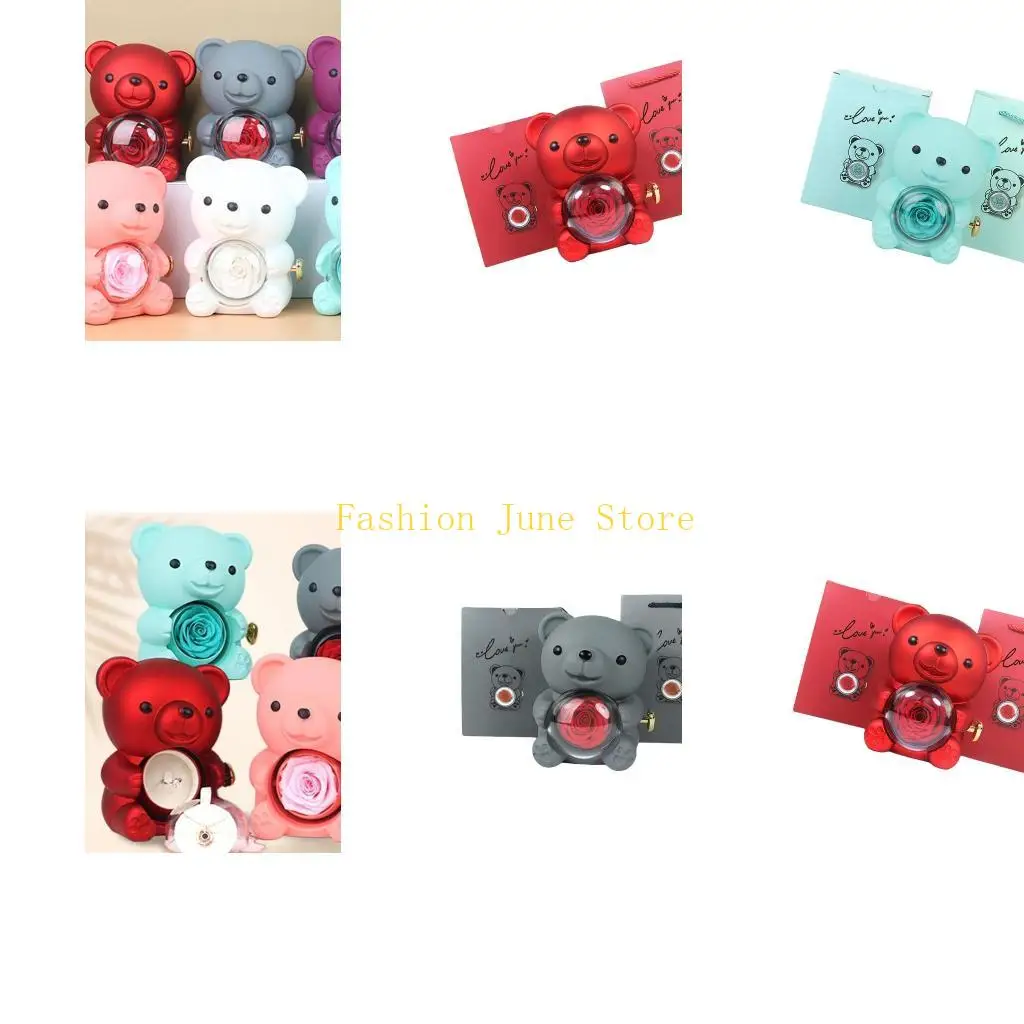 

N5KA Romance Bear Gift Box с Eternals Rose Elegant для дня Святого Дня Святого Дня Свадьбы.