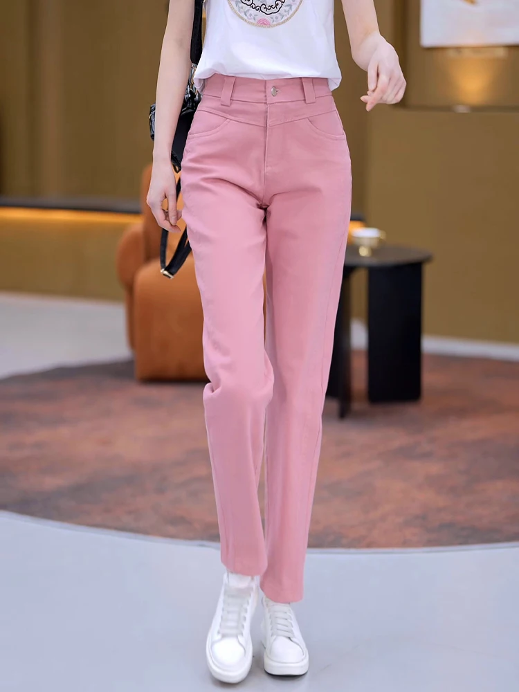 

High Waist Straight Leg Denim Harlan Pants Women's Spring Autumn New Style Casual Slim Fit Nine Point Trousers