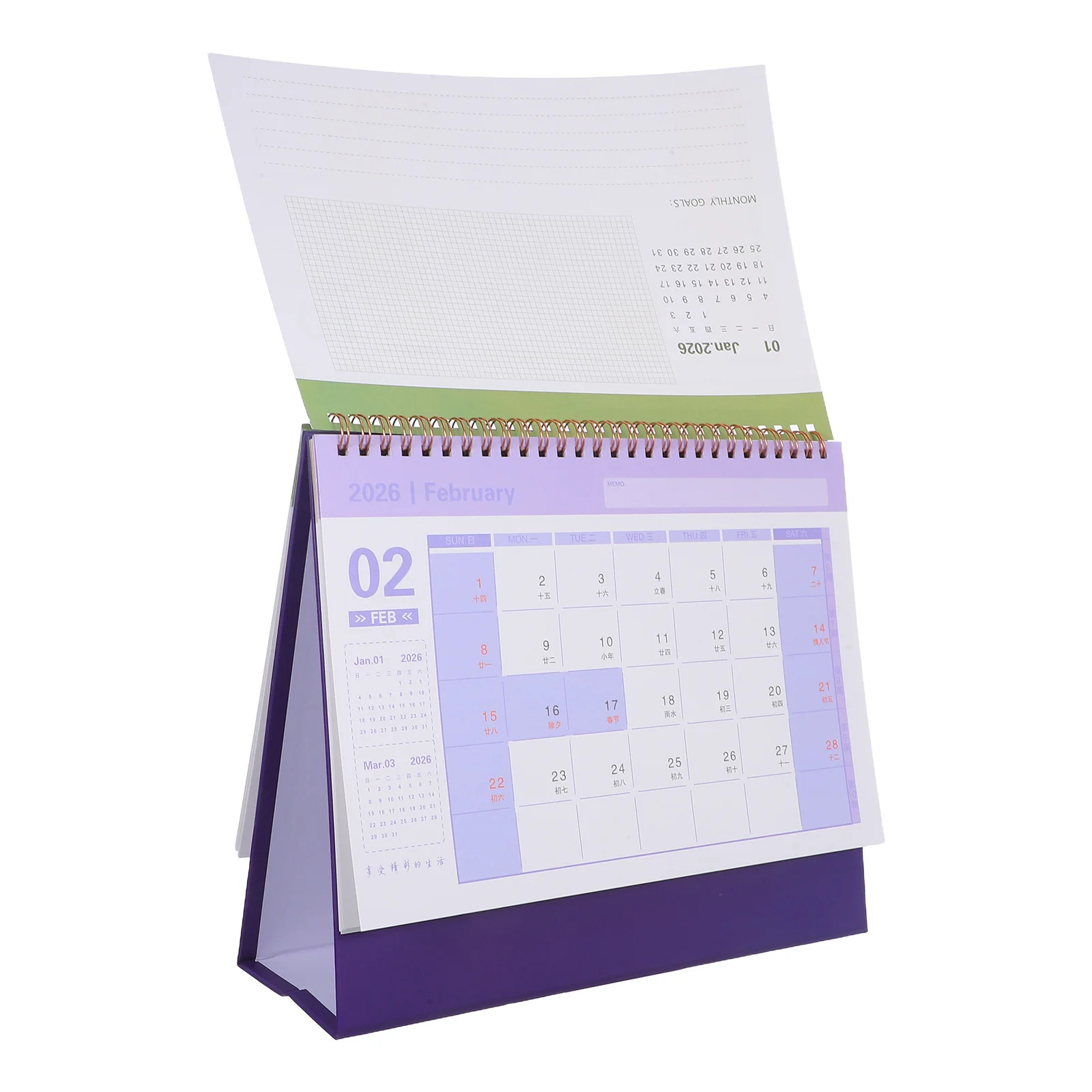 

2026 Desk Calendar Coil Binding Standing Flip Daily Planner Minimalist Thick Paper No Ink Bleed Desktop Organizer For Office