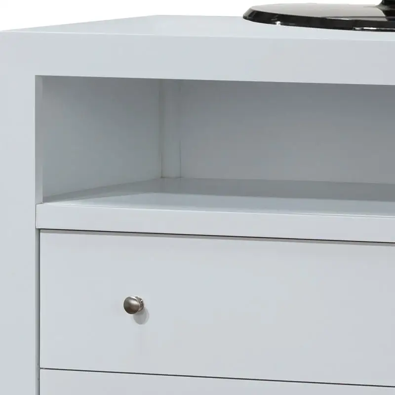 Elegant White Transitional Media Chest TV Stand  for Living Room Storage Unit