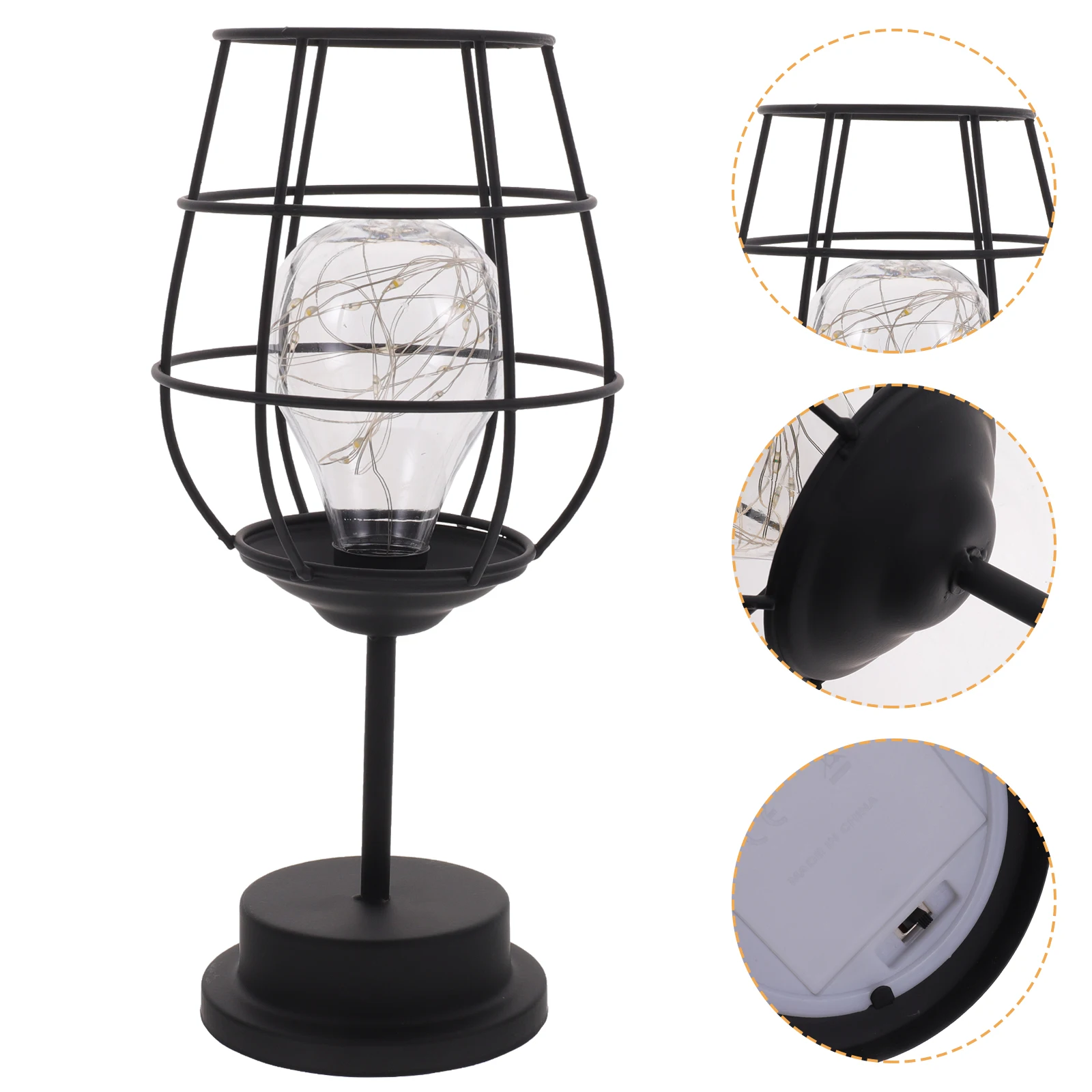 Lampada da notte in vetro rosso azionata luce decorativa piccola camera da letto casa bar decorazione ferro materiale ABS sicuro