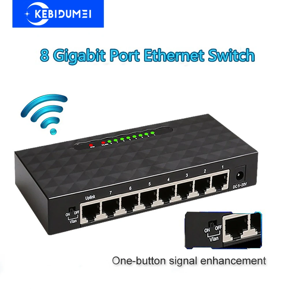

Гигабитный сетевой коммутатор 10/100/1000 Мбит/с, 8 портов Ethernet, интеллектуальный коммутатор, высокопроизводительный интернет-сплиттер RJ45 для Wi-Fi-маршрутизатора
