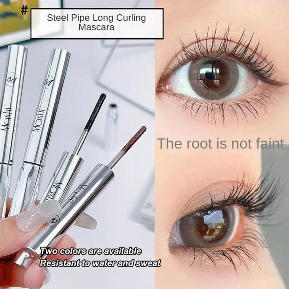 Mascara en Tube d'acier, apprêt pour cils, sans taches, imperméable, Dense, Extension de cils, Agrandir les yeux, applicateur