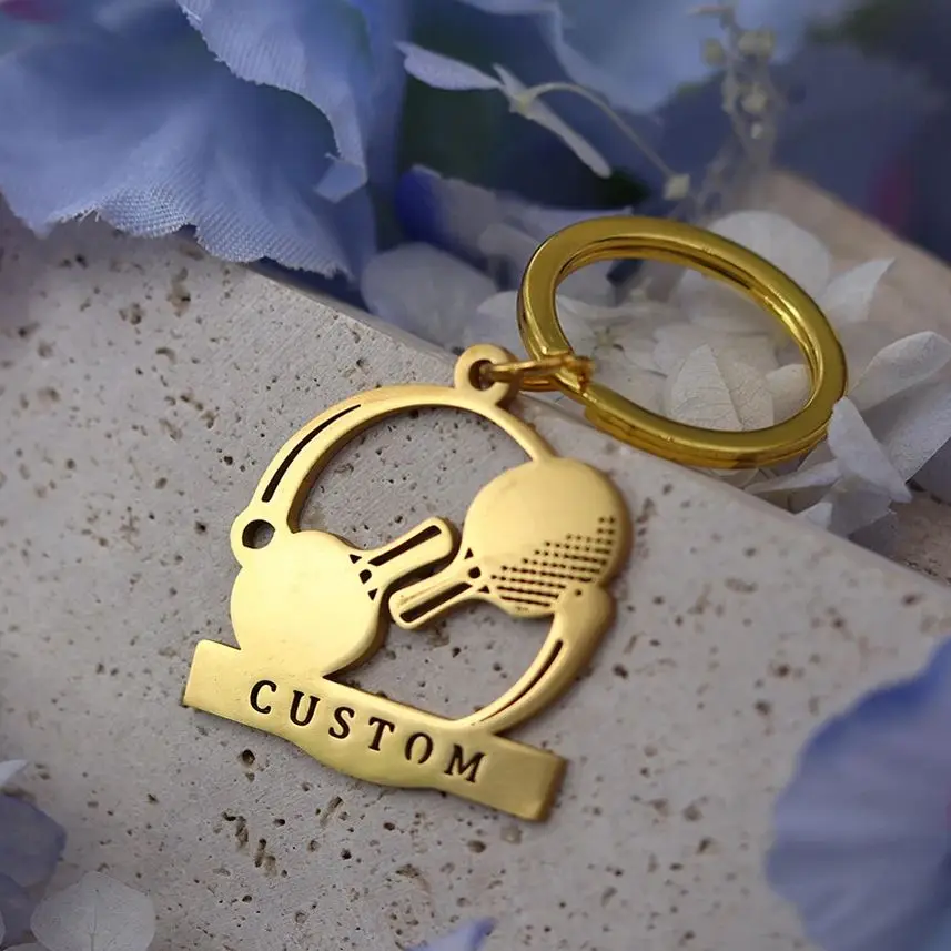 Trendy Table Tennis Bats Pendant Keychains for Women Men Custom Name Keyring Holder Jewelry Key Chains Sport Lover Gift Jewelry