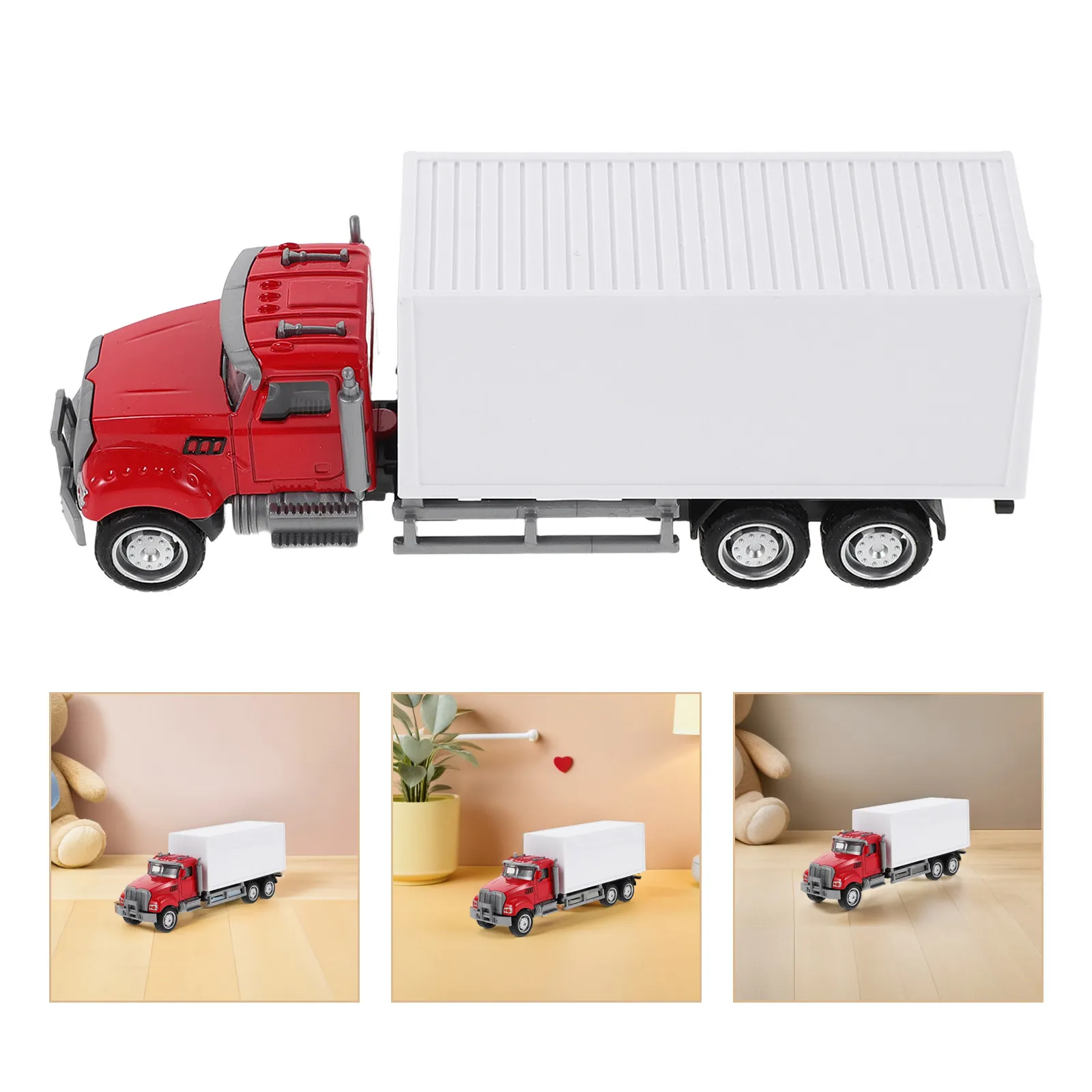 

15.5cm Diecast Alloy Semi Truck Realistic Cargo Container Transporter Simulation Vehicle Sturdy Metal Construction for Children