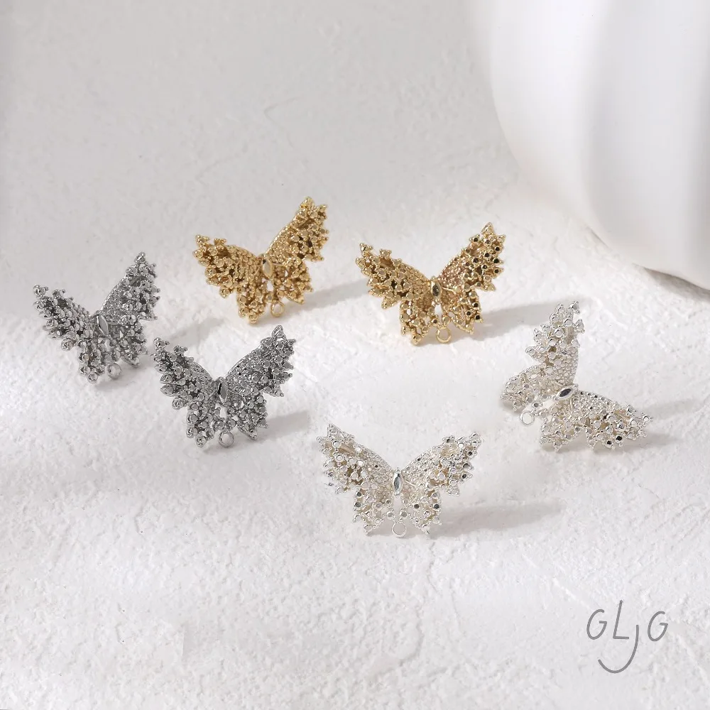 2 قطعة تصميم فراشة الأذن ترصيع النتائج مجوهرات النحاس صنع لتقوم بها بنفسك أقراط لوازم 14 كيلو مطلية بالذهب اكسسوارات 16*24 مللي متر