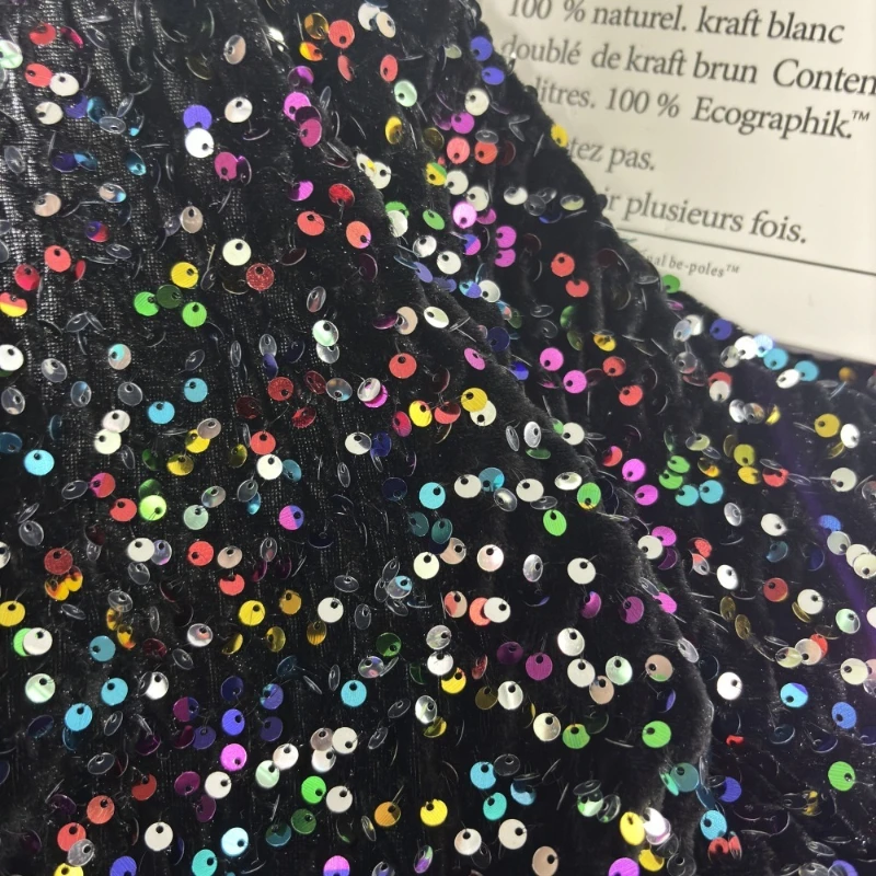 5yards Elastic and Shiny 5mm Flannel Sequined Embroidered Fabric DIY Stage Clothes Dresses Designer Women's Shoes 340g/yard