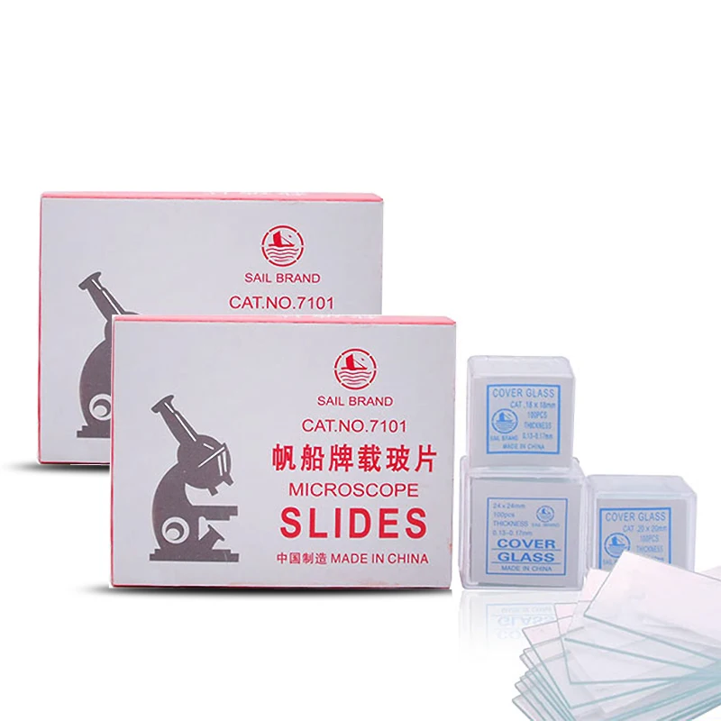 100 adet mikroskop kapağı 50 adet cam slaytlar lamelleri aksesuar numune laboratuvarı için tıbbi biyolojik cam kapak fişleri Lancet