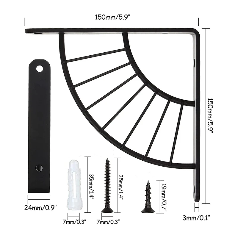 Simplified wall mounted shelf L bracket metal storage rack partition iron bracket straight board bracket -1 pair