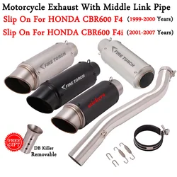 Slip On For Honda CBR600 F4 1999-2001 CBR600 F4i 2001-2007 Motorcycle Exhaust Escape Modified Middle Link Pipe Muffler Motocross