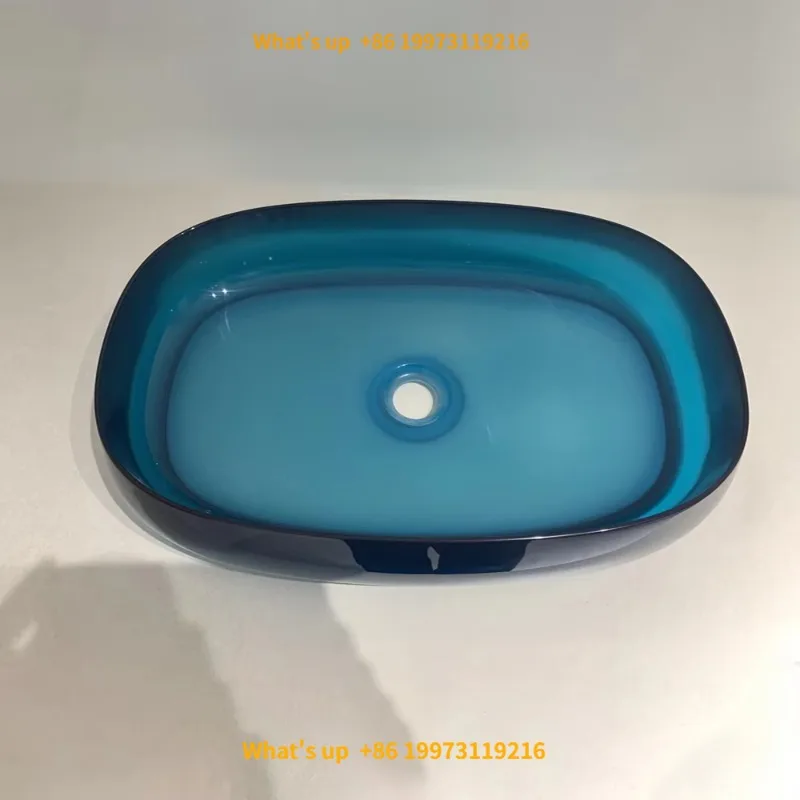 2026 Hot Resin Oval Wash Basin Light Transmitting Pedestal Basin Resin Stone Basin Pedestal for Hot el