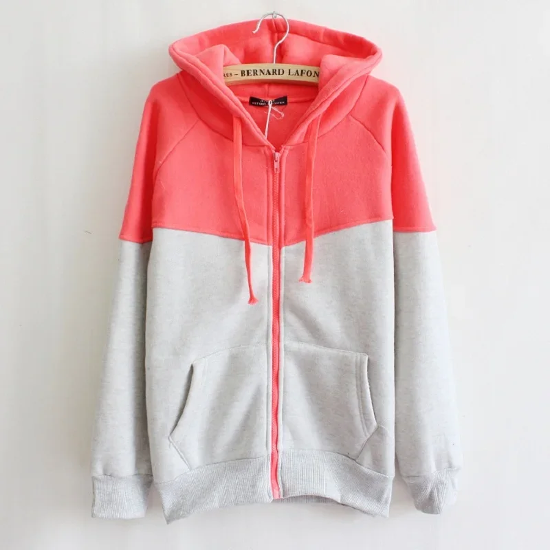 Fashion Trend Hoodie Zippered Pockets Fleece Sweater Long-sleeved Women's Sports Thin Coat