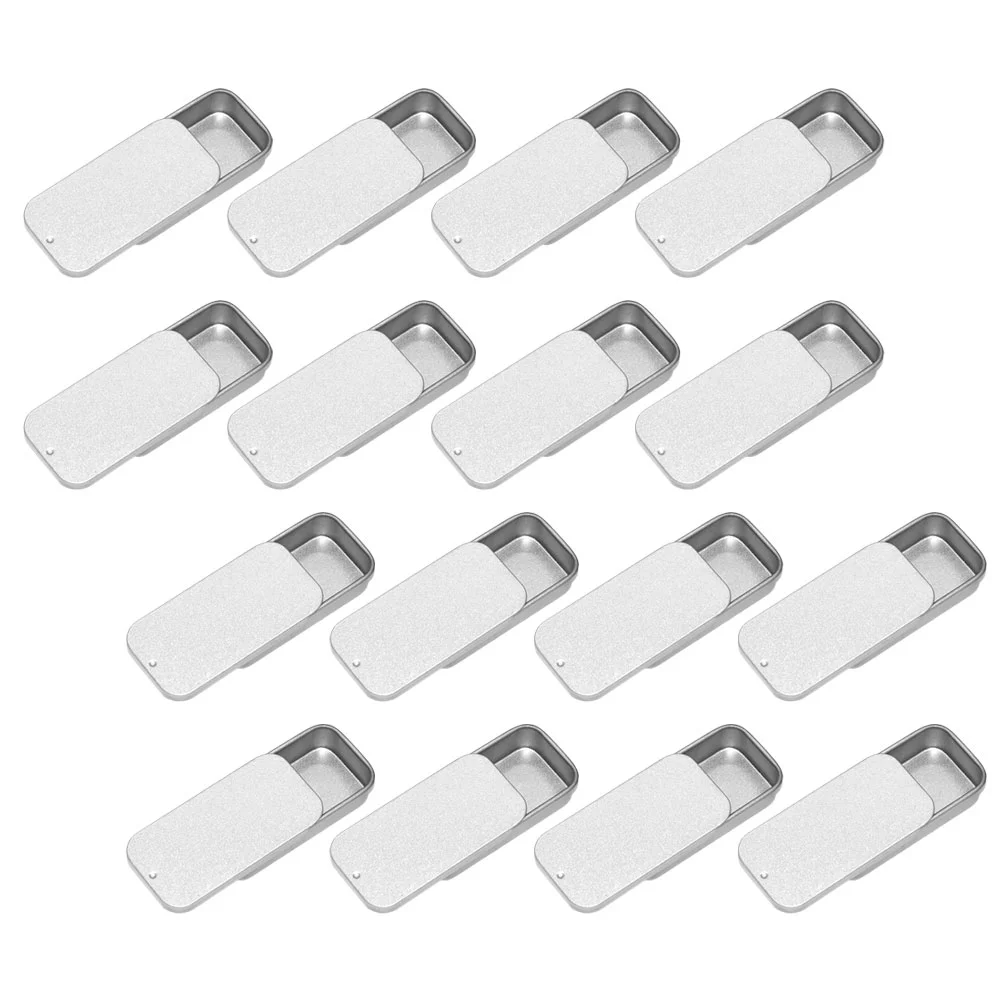 

16 Pcs Tinplate Push-pull Box Balm Jar with Lid Sliding Cover Boxes Small
