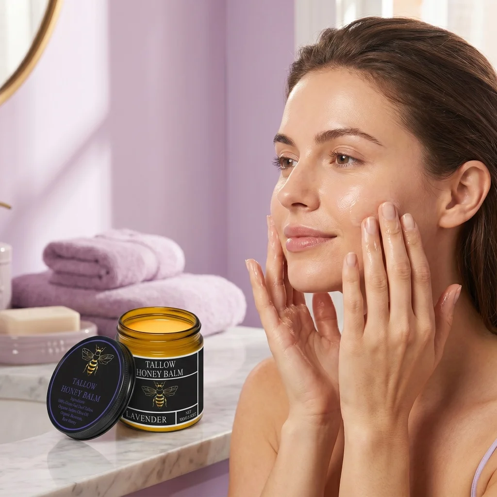 Tallow Honey Balm Grass-Fed Beef Tallow Raw Honey Moisturizing Skin Balm 3 Scents Citrus Lavender Unscented Face Body Care