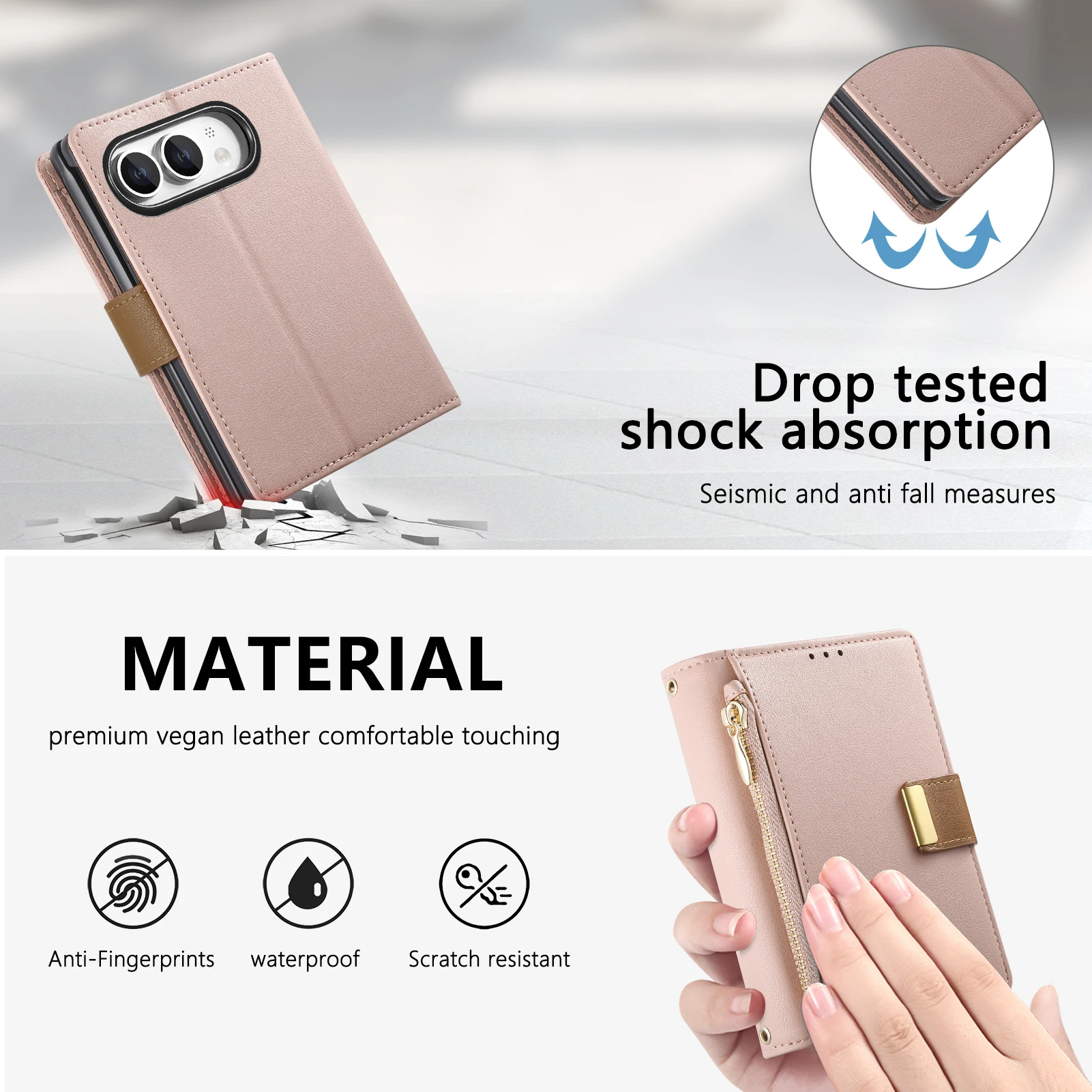 Casing Ponsel Kulit dengan Rit - Bifold Leather Wallet ulasan dan harga