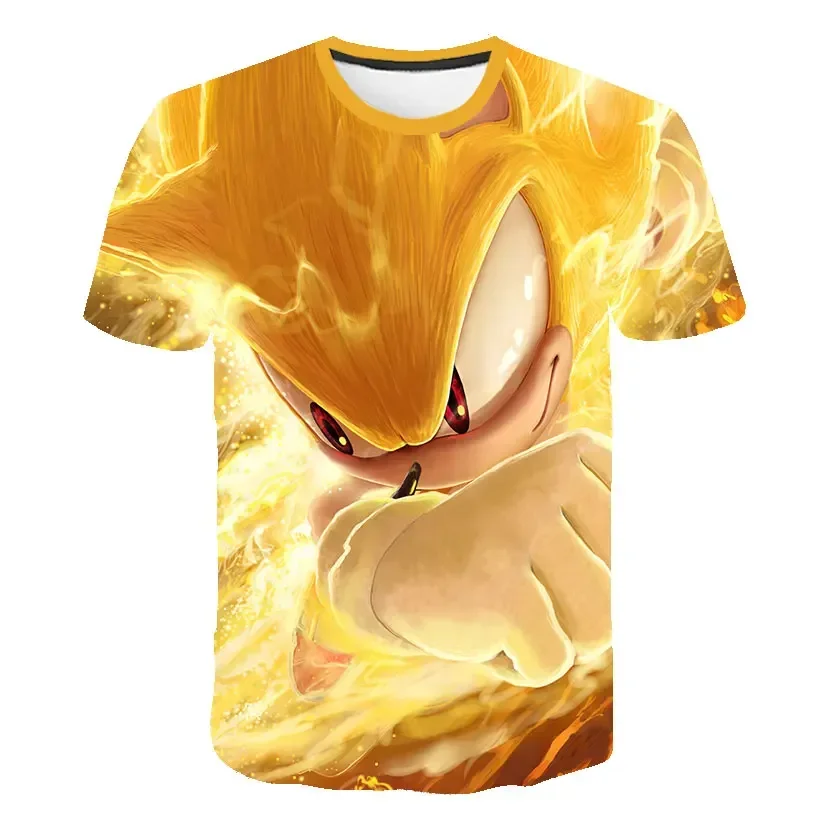 Infantil Super Sonic Cartoon Game T-Shirt, Roupas infantis, Meninos e meninas, Roupas de verão, Novo, 2023