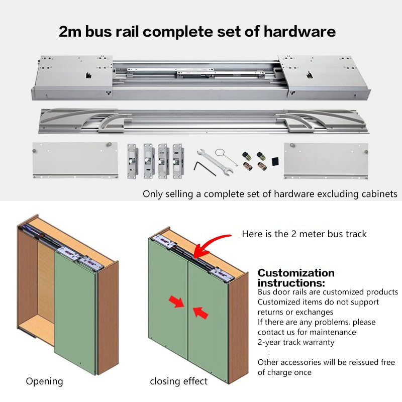 SSOUIM Kast Schuifdeur Track Onzichtbare Garderobe Schuifdeur Vouwdeur Nieuwe Busdeur Schuifrail Hardware