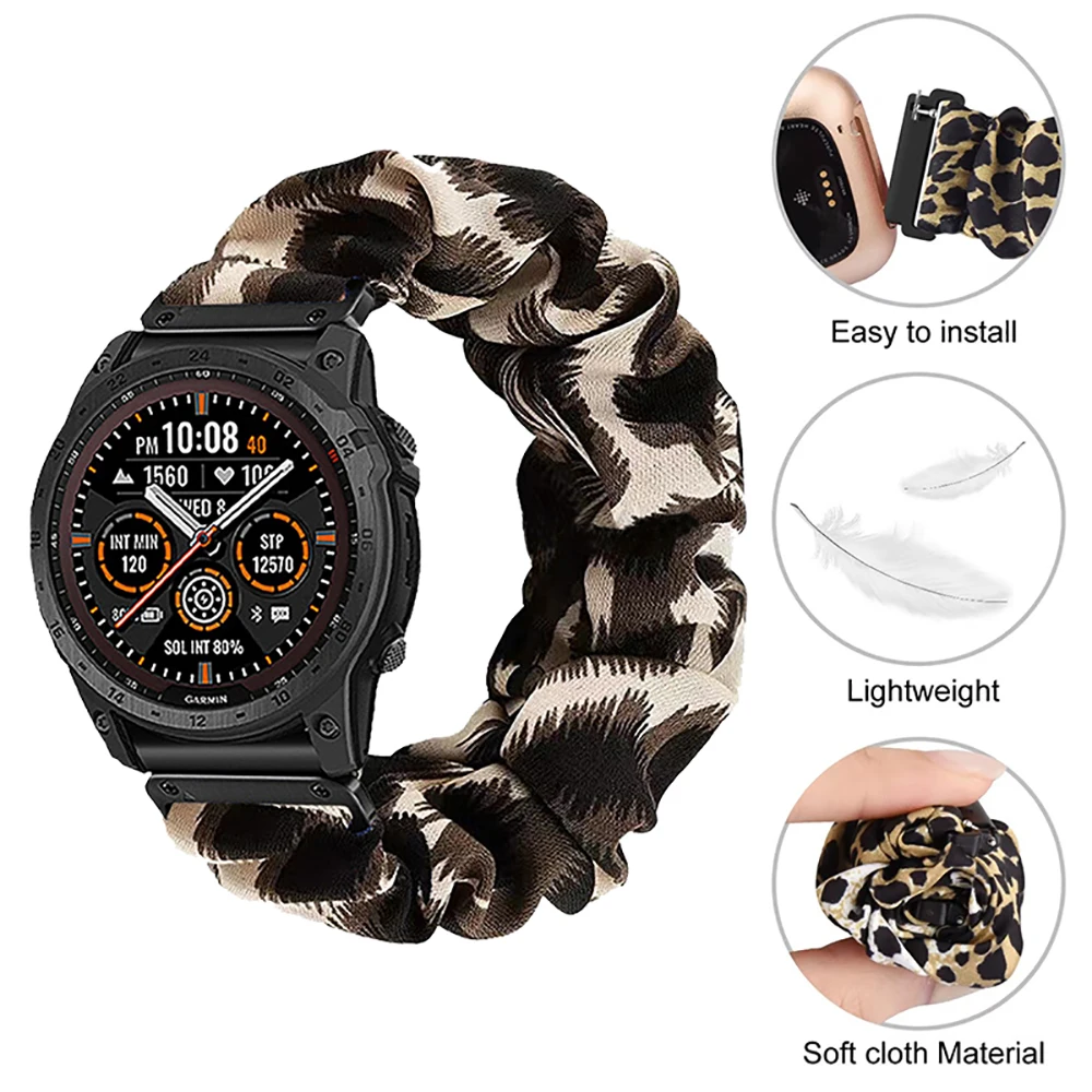 Bracelet élastique Scrunchie pour montre Garmin, bracelet AMOLED, Endflats 2, 3, 004, S70, 42mm, 20mm, 22mm, 26mm, Fenix 5, 6, 6S, 7 Pro, 7S, 7X, 8, 43, 47, 51