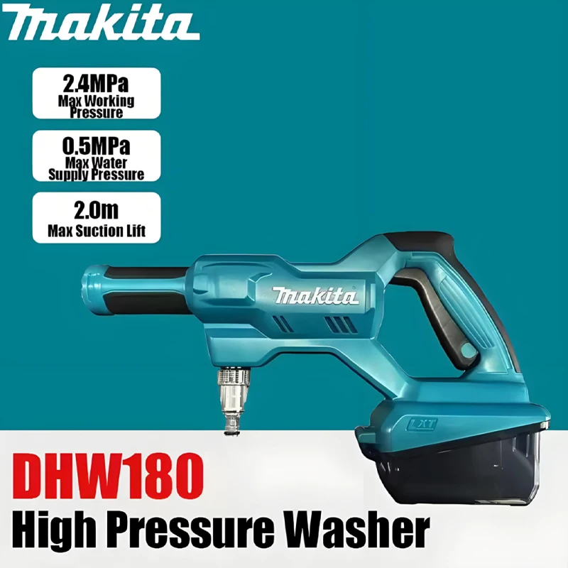 Batteria Makita BL1860, batteria agli ioni di litio da 18 V e 6,0 Ah. Pistola ad alta pressione per autolavaggio Makita DHW180, batteria agli ioni di litio da 18 V, pulitore ad acqua portatile per uso
