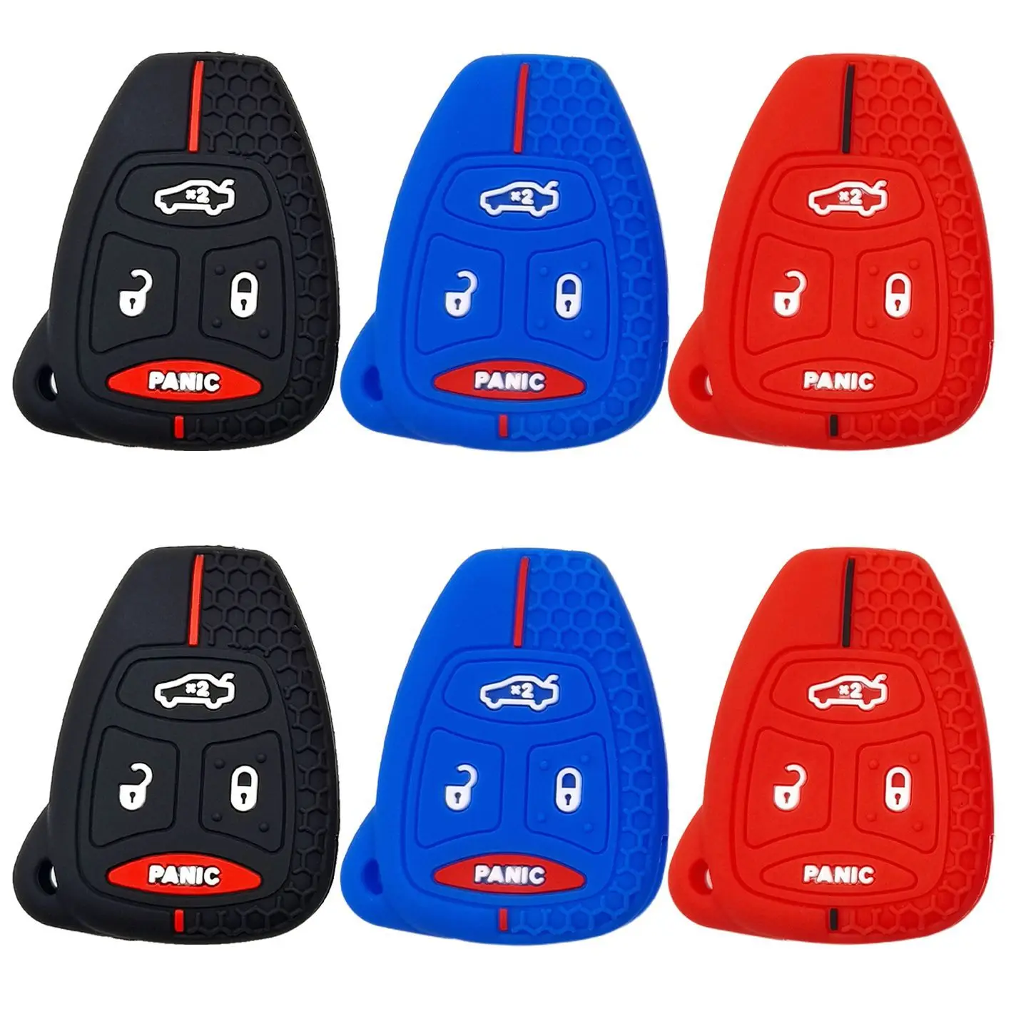 Suitable for Jeep Wrangler key bag Chrysler 300C straight 3+1 key honeycomb pattern silicone key cover keychain