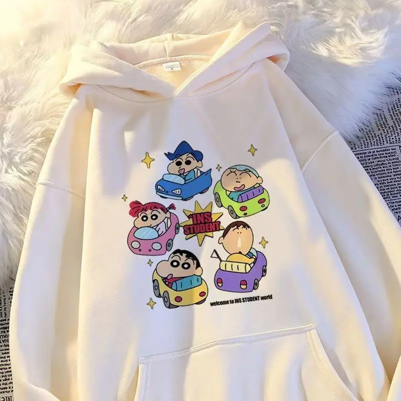 

New Kawaii Creative Cartoon Bandai Long Sleeve Blouse Cute Anime Crayon Shin Chans Autumn Hooded Loose Hoodie Casual Jacket Gift