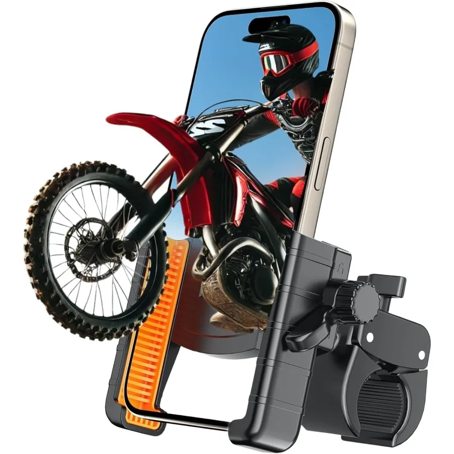 

Bike Phone Holder [Camera Friendly] 360 ClipnLock Motorcycle Mount fits iPhone 16 15 14 13 and More Phone up to 3.3 inches Wide