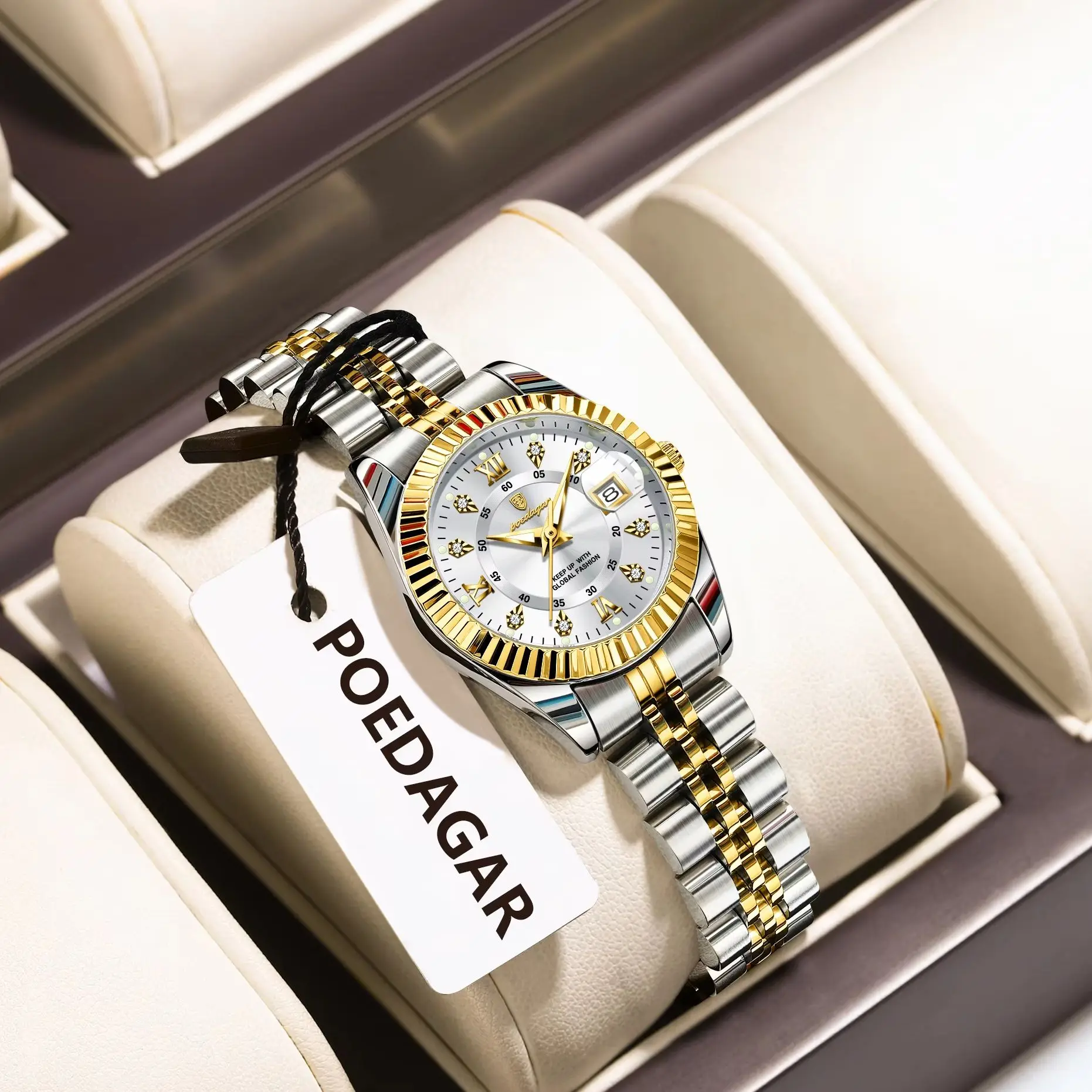 POEDAGAR Fashion Luxury Ladies Wristwatch Waterproof Luminous Date Watch For Women Stainless Steel Quartz Trendy Women's Watches