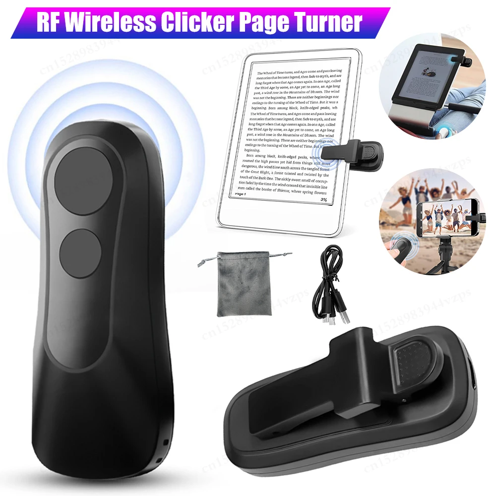 Remote Page Turner Clicker for Kindle Paperwhite Oasis Kobo EReaders Remote Control Camera Camcorder RF Wireless Controller