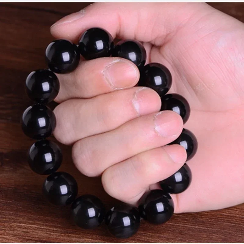 Genuine Rainbow Bracelet Green Color Eyes Natural Stone Obsidian Beads Bracelets For Men And Women 8-18mm Lucky Buddha Jewelry
