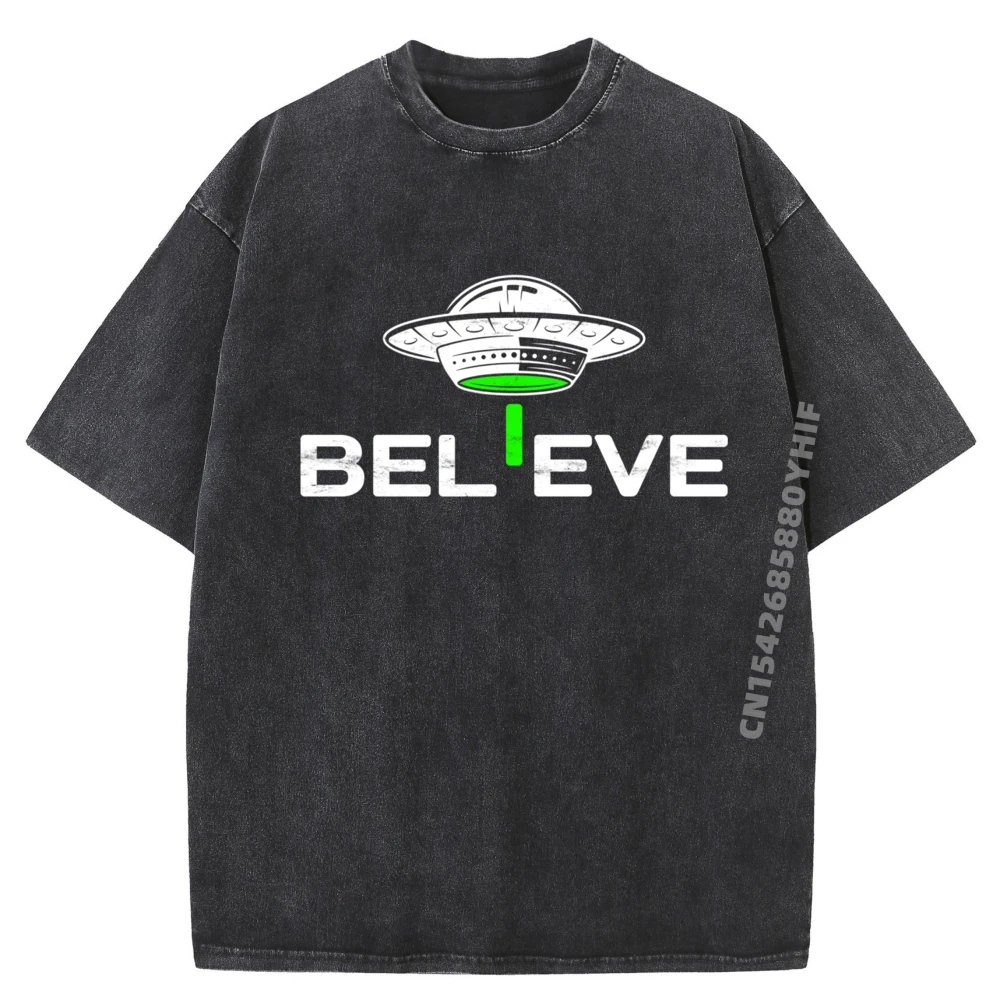 

Funny I Want To Believe Ufo Men Graphic Tees Soft Washed T Shirts Free Shipping Clothes Large Size Printed Tops