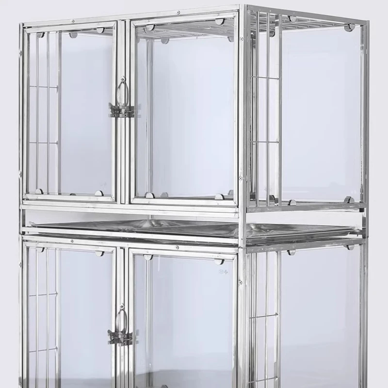 Stainless Steel Tempered Glass Dog Cage Teddy Pomeranian Small Dog universal Cage Mother Pet Store Display