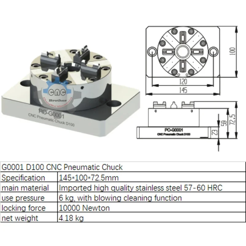 D100 EDM Pneumatic Strong Chuck Reference Seat CNC Carving Machine Steel Parts Heavy Processing Can Be Customized Panel