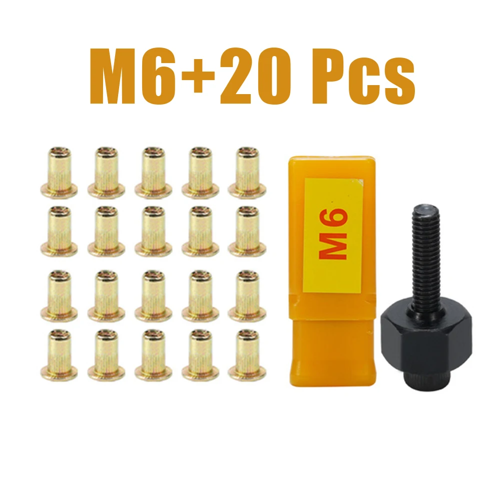 21Pcs/set Hand Rivet Nut Gun Head Nuts Rivet Nut Tool Manual Riveter Nut Tool M3 M4 M5 M6 M8 M10 Simple Installation Riveter