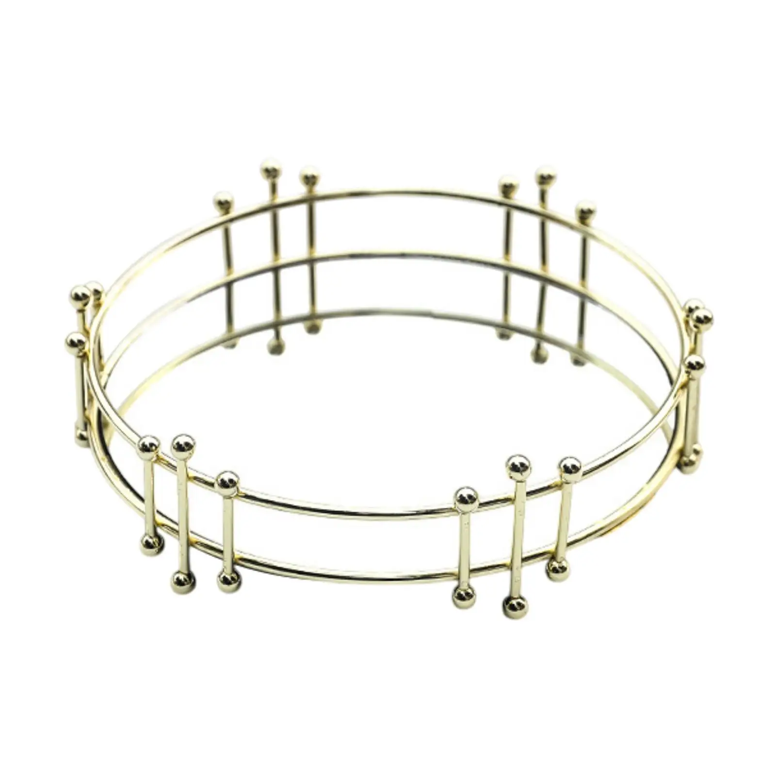 Gold Serving Tray with Mirror for Jewelry And Snacks in Offices And Restaurants