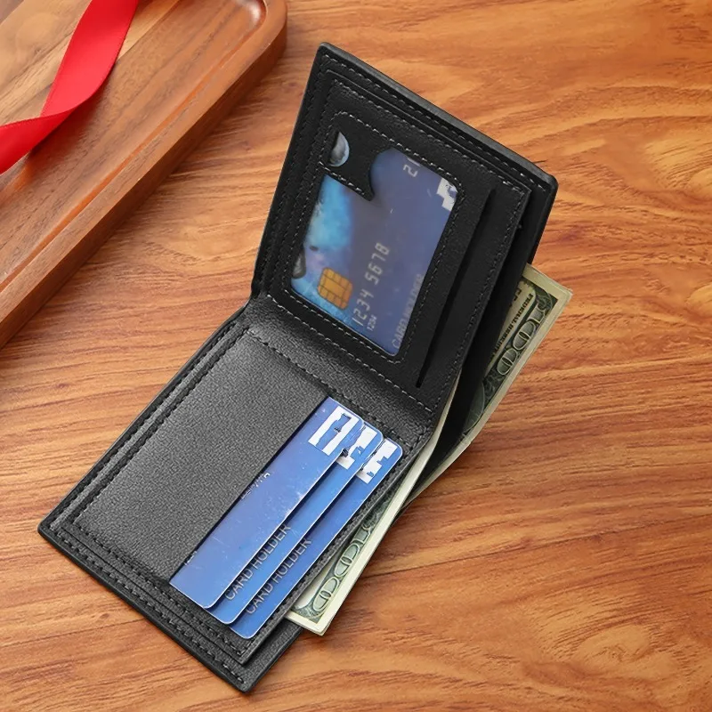 محفظة رجالية من الجلد الصناعي الأسود مع تصميم فم القرش وحامل بطاقات الائتمان النحيف ومحفظة العملات المعدنية وتخزين القلم متعدد الألوان هدية مثالية