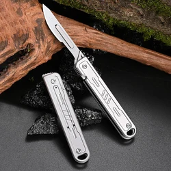 Small Keychain Knife Mini Folding Pocket Knife With 10pcs Replaceable Surgical Blades Scalpels Utility Knives EDC Box Cutter