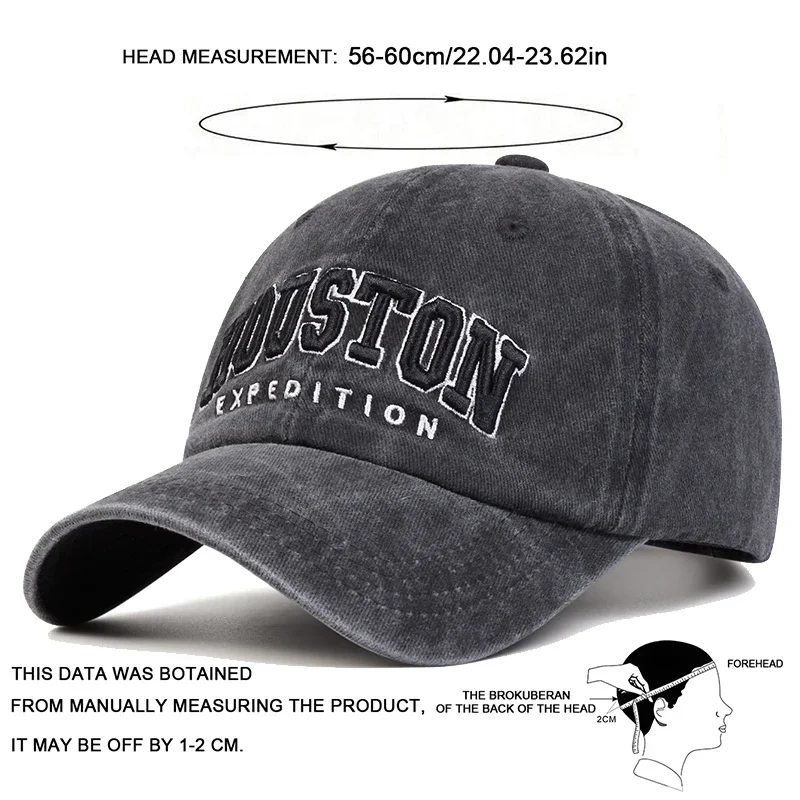 للجنسين هوستون إلكتروني التطريز غسل قبعات البيسبول الربيع والخريف في الهواء الطلق قابل للتعديل قبعات عادية واقية من الشمس قبعة قبعة رياضية