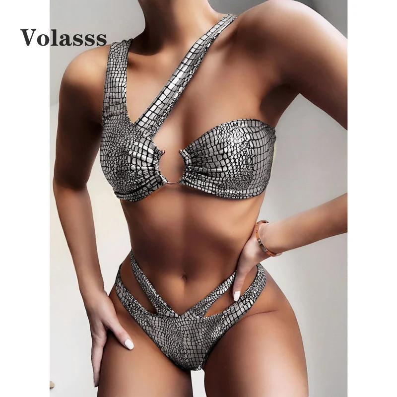 

Bandage Bathing Suit New Snake Print Swimsuit Female Brazilian High Waist Bikini Set Summer Beach Sexy Hollow Out Swimwear Women