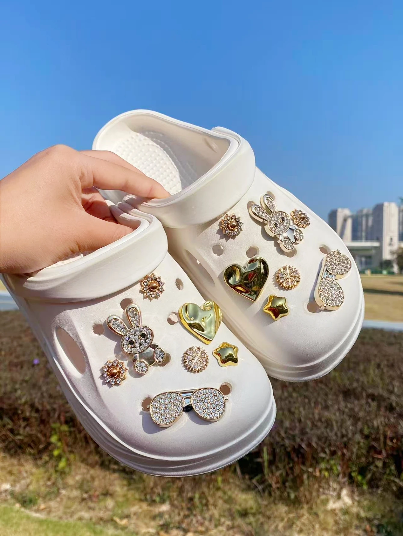 

14 аксессуаров Crocs своими руками, съемные аксессуары для садовой обуви, кролик, очки, сердце, снежинка, пряжка для обуви с пятиконечной звездой, сделай сам