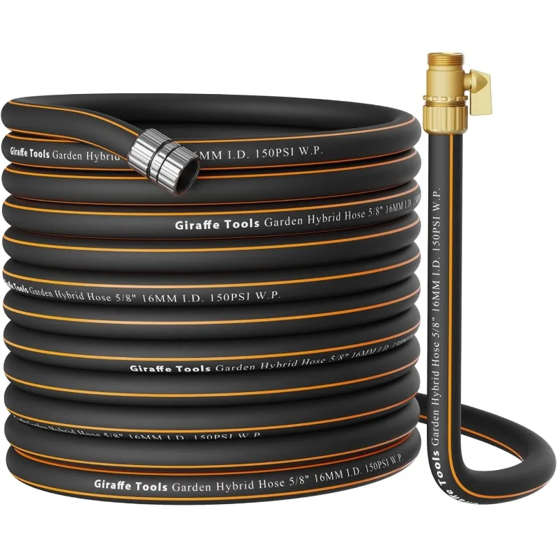 

Giraffe Tools Garden Hose 100ft x 5/8", Male and Female Fittings with Shut off Valve, Leakproof, Flexible