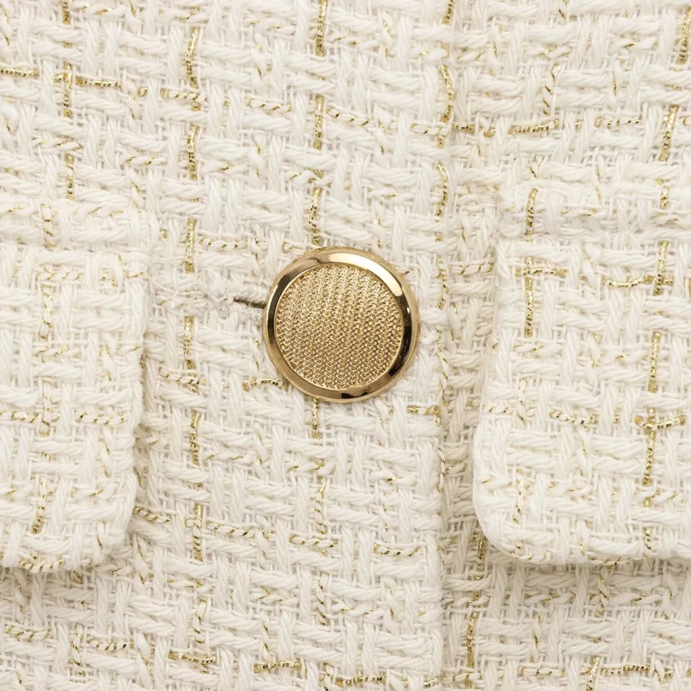 TARF-ZAR ผู้หญิง Slim แบนปักเข็มขัดขนสัตว์ยืดหยุ่นใหม่ผู้หญิงแฟชั่นกลิ่นหอมขนาดเล็ก Coat