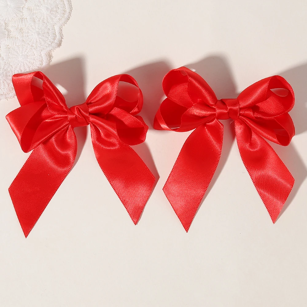 2 Stück/Set Kinder-Haarspangen Einfarbige Schleifenclips für Mädchen Zarte Bandschleifen Haarnadeln Kinder-Haaraccessoires – Detail 6
