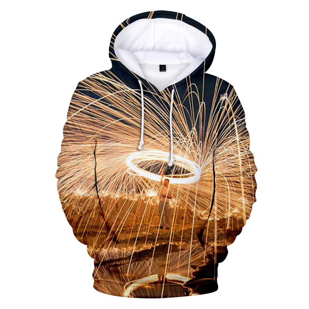 

Hoodie men and women flame aperture pure cotton 3D digital printing trend high street heavyweight long sleeve sweatshirt