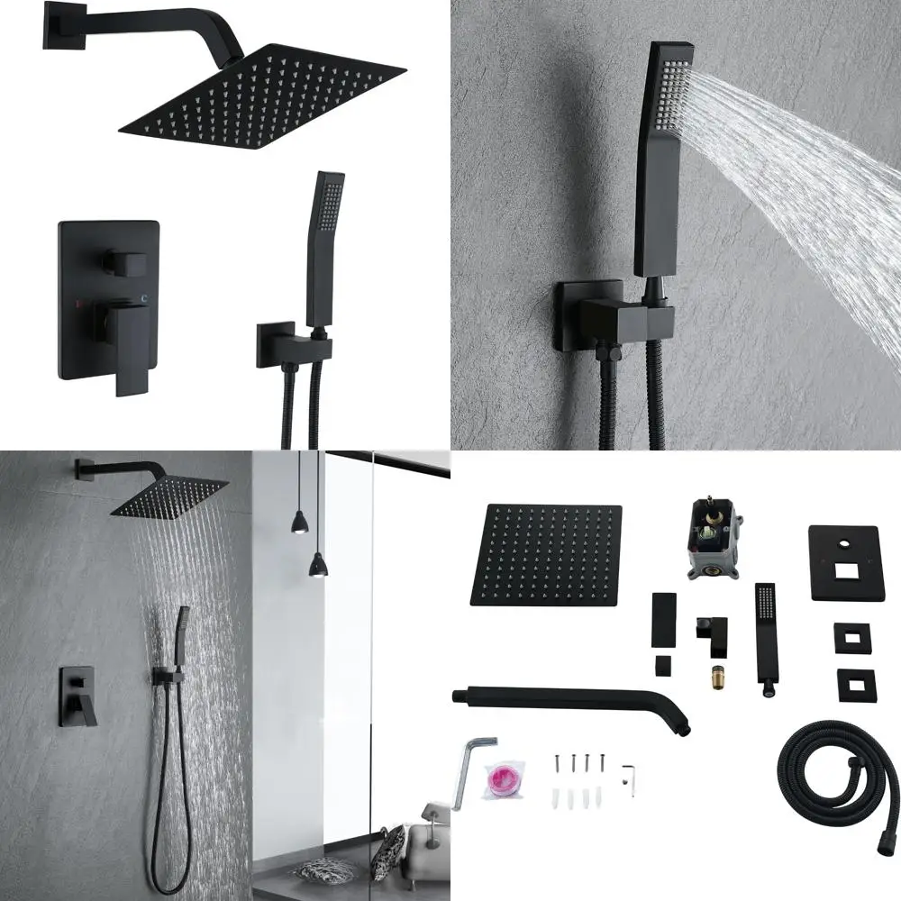 

Matte Black 10 Inch Shower Head and Handheld System with Shower Faucet Set for Bathtub