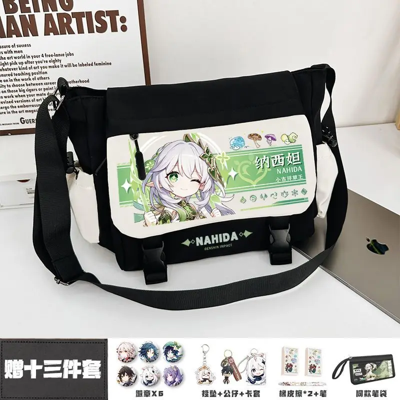 Genshin Impact Yae Shenzi Hutao Single Shoulder Cartoon Anime Crossbody For Middle And High School Students Canvas Tutoring B